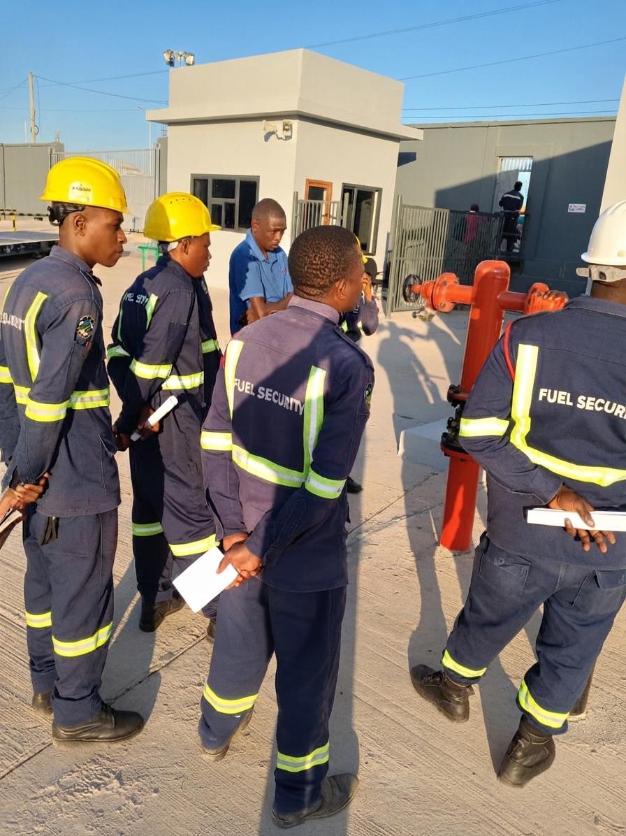 Professional security personnel protecting an industrial facility